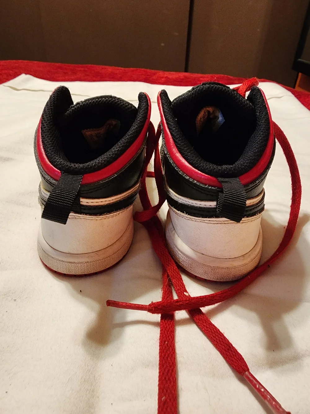 Jordan Kids Black White Red High-Top Sneakers